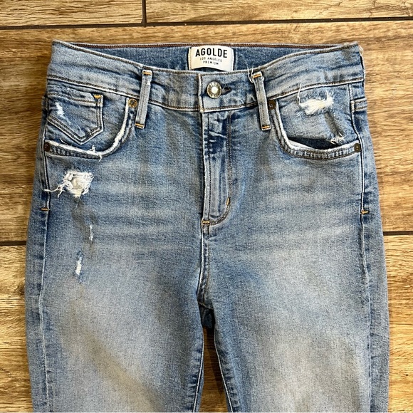 Agolde Sophie Crop in Outsider High Rise Jeans Size 25 Distressed Skinny Denim - Picture 12 of 15